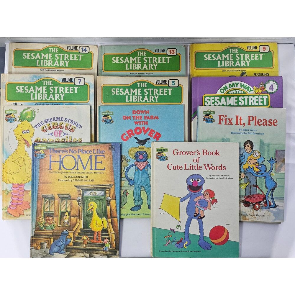 Sesame Street Library Book Lot Vintage Kids Books Reading Learning 11pc